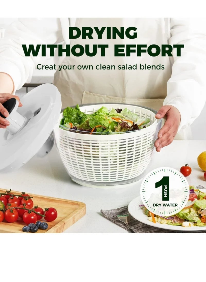 Generic Salad Spinner Large 6L, Manual Lettuce Spinner for Vegetable Prepping, One-Handed Pump Fruit Spinner, Quick Drying Salad Leaves with Bowl and Colander  - Image 3