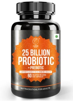noble nature 25 Billion Probiotic & Prebiotic Supplement for Digestive, Intestinal & Immune Health Shelf Stable, Soy, Dairy & Gluten Free, 60 Capsules  - Image 1