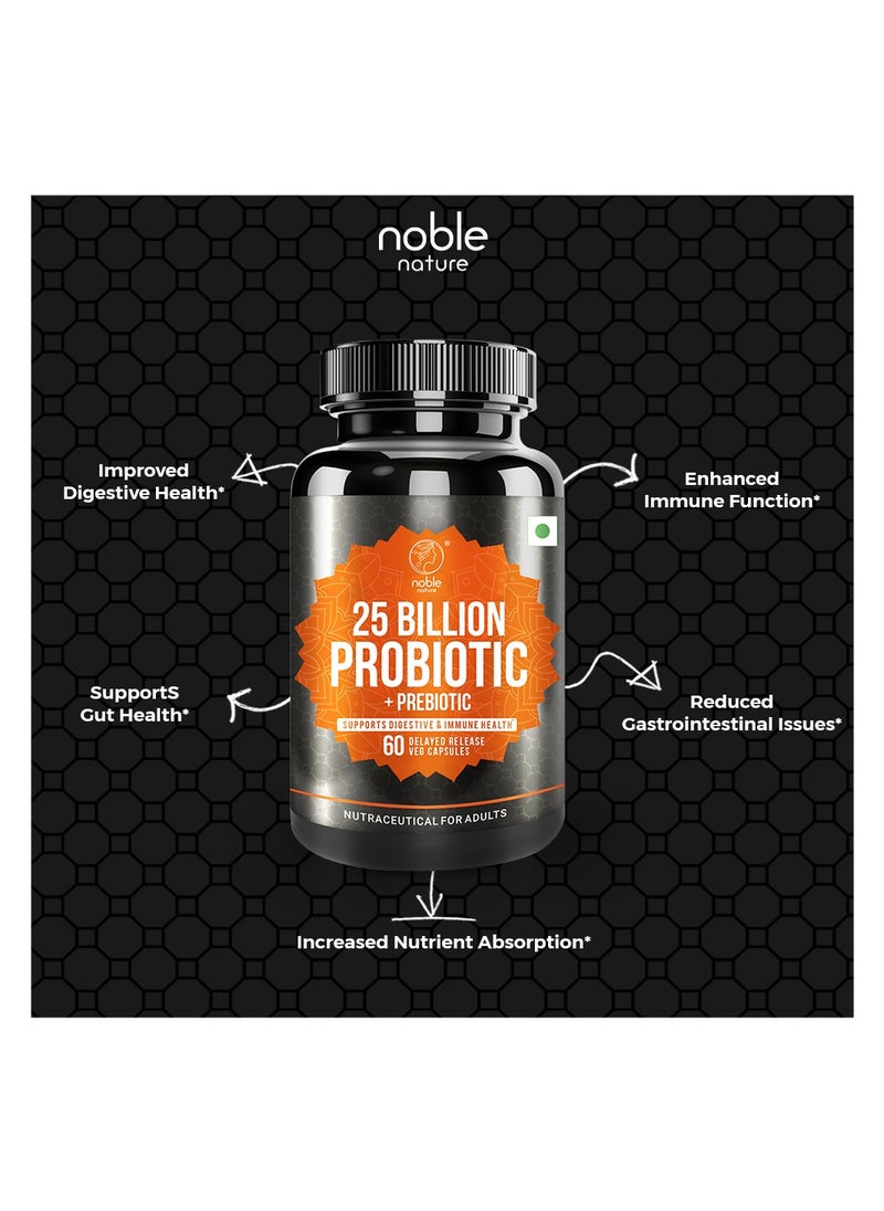 noble nature 25 Billion Probiotic & Prebiotic Supplement for Digestive, Intestinal & Immune Health Shelf Stable, Soy, Dairy & Gluten Free, 60 Capsules  - Image 5