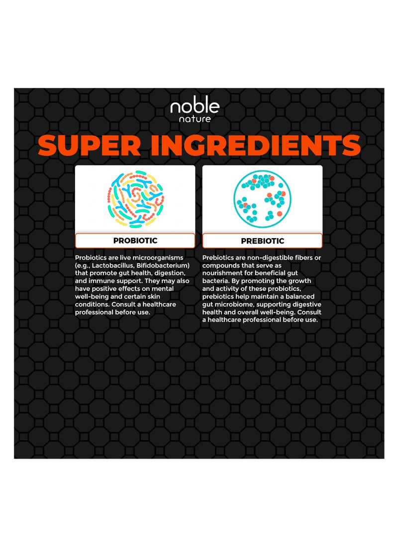 noble nature 25 Billion Probiotic & Prebiotic Supplement for Digestive, Intestinal & Immune Health Shelf Stable, Soy, Dairy & Gluten Free, 60 Capsules  - Image 4