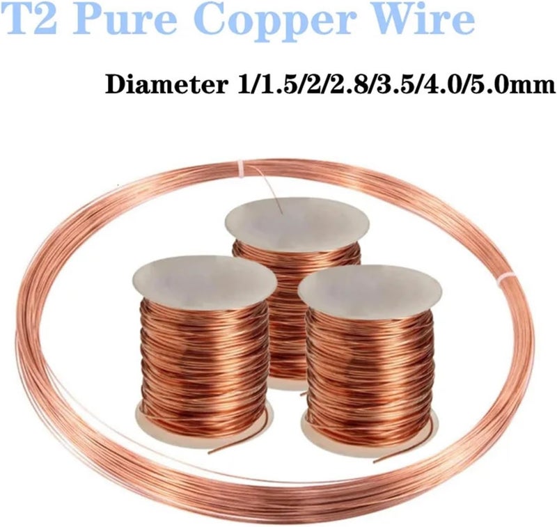 1~10 Meters T2 Pure Copper Wire Copper Coil Conductive Red Copper Wire Line Bare CNC Metal Diameter 1/1.5/2/2.8/3.5/4.0/5.0mm(1.6mm X 5M) - Image 3