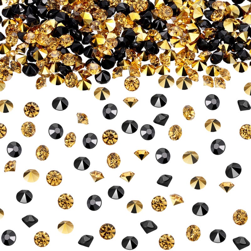 Bememo 10000 Clear Wedding Table Scatter Confetti Crystals Acrylic Diamonds Rhinestones for Table Centerpiece Decorations Wedding Decorations Bridal Shower Decorations Vase Beads Gold and Black 4 mm