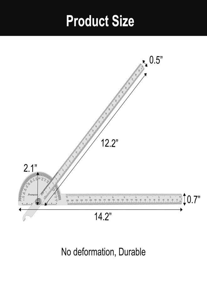 Nortools Stainless Steel Angle Protractor -180° Two Arm Ruler Adjustable Finder Angle Protractor Ruler Woodworking Machinist Measure Tools with Dual Metric-Imperial Units (30 cm/ 11.8 Inch) - Image 2