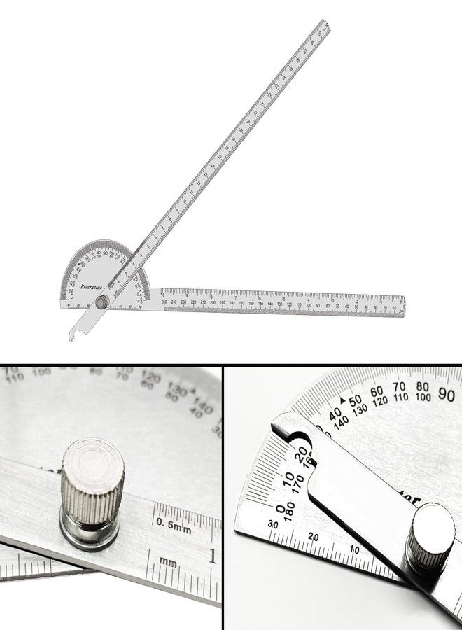 Nortools Stainless Steel Angle Protractor -180° Two Arm Ruler Adjustable Finder Angle Protractor Ruler Woodworking Machinist Measure Tools with Dual Metric-Imperial Units (30 cm/ 11.8 Inch) - Image 4