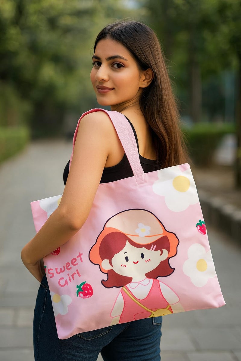 KeepCart Trendy Tote Bag for Women and Girls, Shoulder Handbag, Stylish Large Capacity Canvas Tote for College, Office, Shopping, Travel and Daily Use, Eco-Friendly Reusable Bag - Image 2