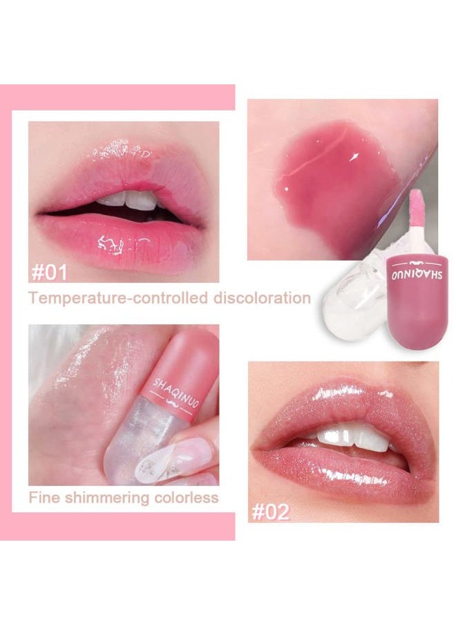 BINGBRUSH 3 Pcs Color Changing Lip Gloss Lip Oil Tinted, Pink Magic Mood Lipstick,Temperature Color Change Lip Stain Lip Balm, Longlasting Lips Will Not Dry Out  - Image 2
