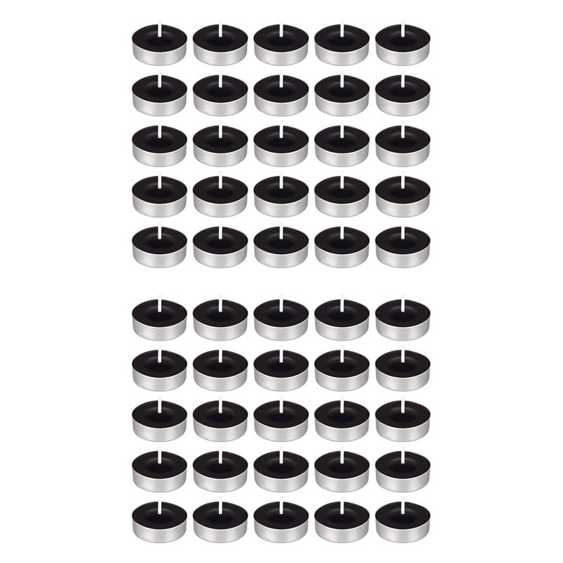 Mega Candles 50 pcs Unscented Black Tea Lights Candles, Pressed Wax Candle 3.5 Hour Burn Time, Home DÃ©cor, Wedding Receptions, Occasions, Festivities, Events, Meditations, Spa, Prayers, Vigil - Image 1