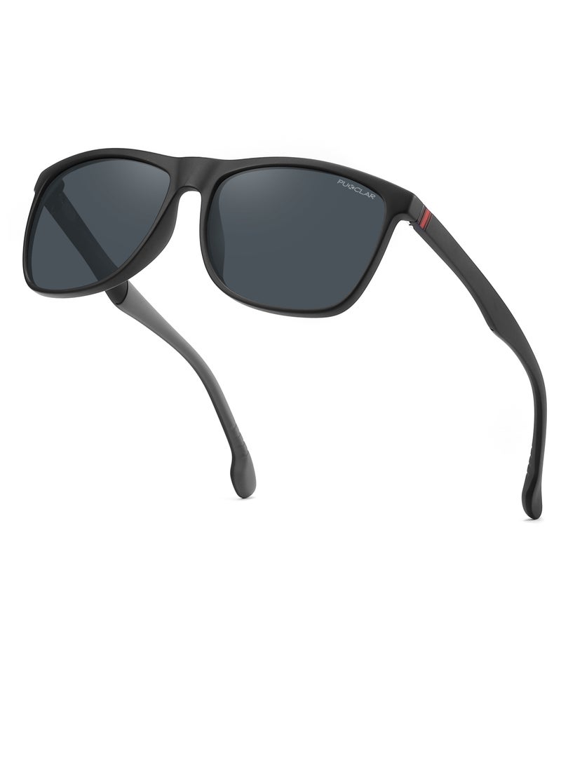 بوكيلار نظارات شمسية للرجال بعدسات مستقطبة وخفيفة الوزن بإطار TR90 للحماية من الأشعة فوق البنفسجية 400 بمفصلات زنبركية من بوكيلار - Image 1