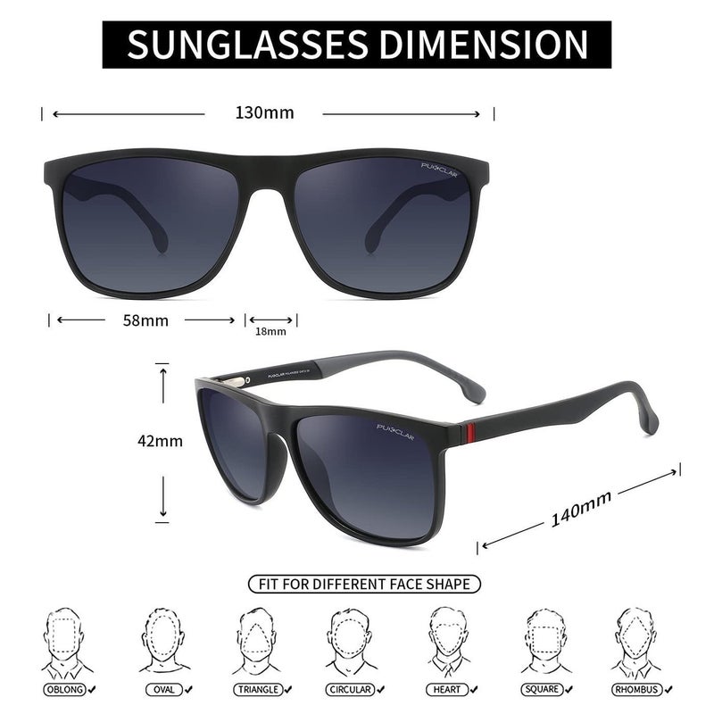 PUKCLAR Sunglasses for Men Polarized - Lightweight TR90 Frame - UV400 Protection - Spring Hinges for Driving and Outdoor Sports - Image 5