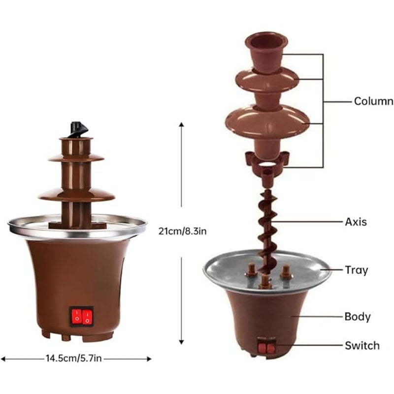 ZAMZIN Chocolate Fountain Machine/ 3-Tier, Mini, Accessories & Spare Parts for Parties, Weddings, Kids,Easy Clean Electric Chocolate Fondue Set with Melts & Display Trays - Image 2