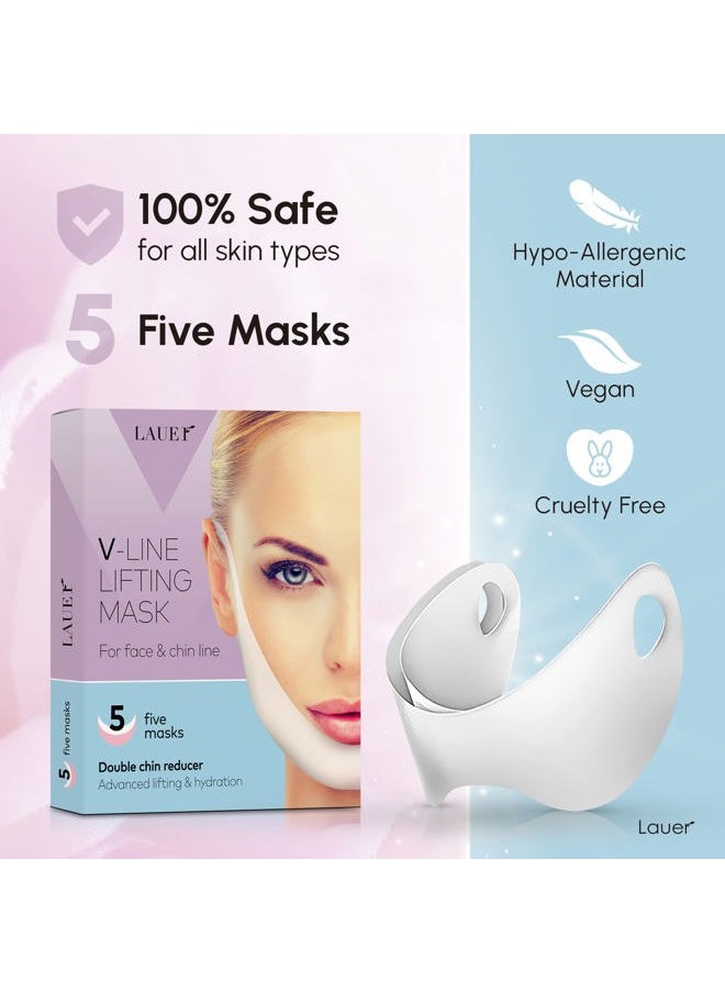 lauer cosmetic - V Shaped Contouring Face Mask Line Shaping Lifting Belt Neck Reduction Jawline Lift Tape Enhancer Face Patch Firming Tightening Skin Chin Up Sculpting Collagen Mask Hyaluronic Acid Aloe Vera 5 pcs - Image 1