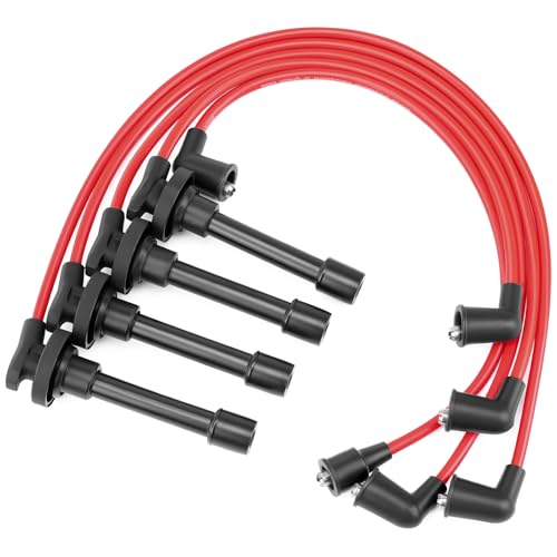 BEATURE Spark Plug Wire Set Compatible with Honda Civic Del Sol 1992-2000 EG EK EJ D15 D16 Engine 10.5mm Spiral Core (Non-VTEC Models) - High Performance Ignition Wires - Image 1