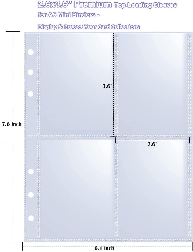 AZATUS 40 Pack - 320 Pockets A5 Binder Sleeves (2.6"x3.6") - Double-Sided 4 Pocket Kpop Photocard Protector Pages - Ultra-Clear Trading Card Sleeves for Game Cards, Collectibles, & Trading Cards - Image 2