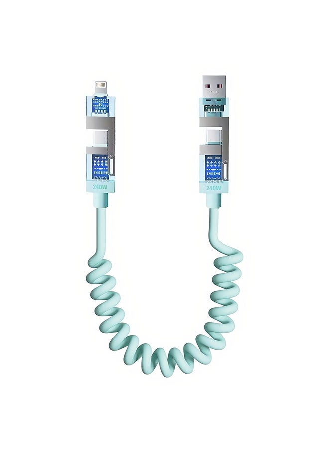 Sthxyfaith - 4 in 1,240WMAX Comes with Fragrance Fast Charging Data Cable, Transparent Shell Design, E-Make3.0 chip, Suitable for iPhone, Xiaomi, One Plus, OPPO and Other Devices, Car Charging Essential - Image 1