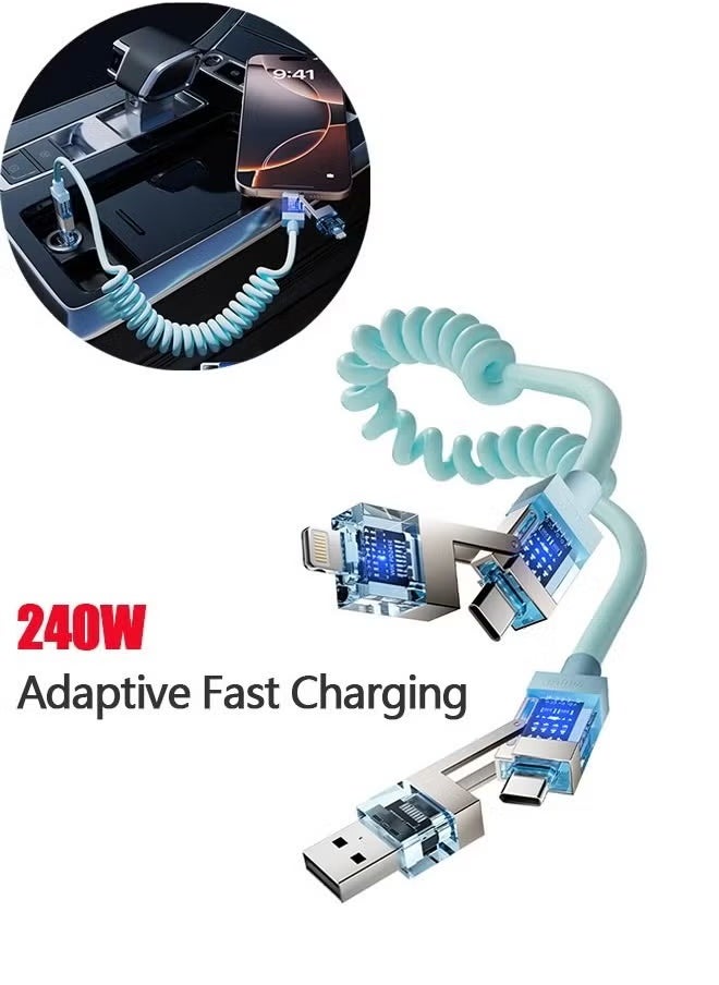 Sthxyfaith - 4 in 1,240WMAX Comes with Fragrance Fast Charging Data Cable, Transparent Shell Design, E-Make3.0 chip, Suitable for iPhone, Xiaomi, One Plus, OPPO and Other Devices, Car Charging Essential - Image 1