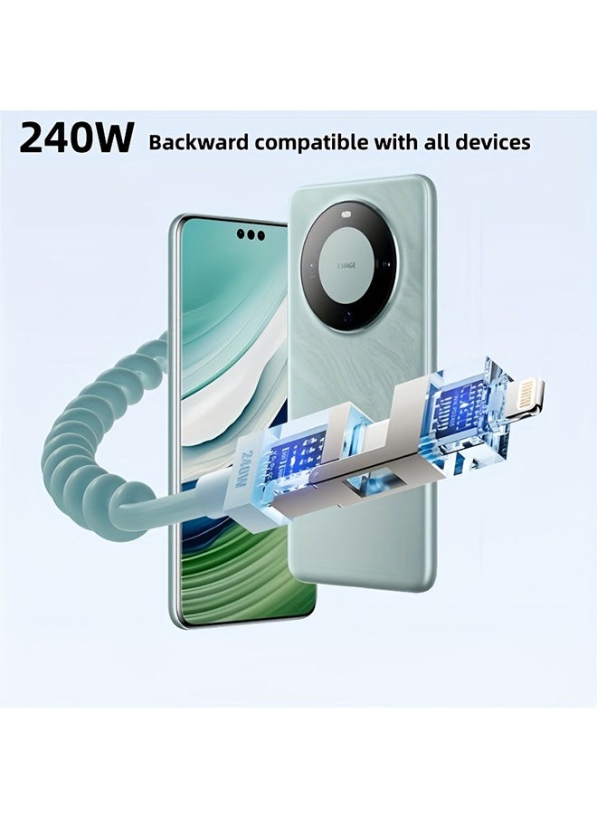 Sthxyfaith - 4 in 1,240WMAX Comes with Fragrance Fast Charging Data Cable, Transparent Shell Design, E-Make3.0 chip, Suitable for iPhone, Xiaomi, One Plus, OPPO and Other Devices, Car Charging Essential - Image 1