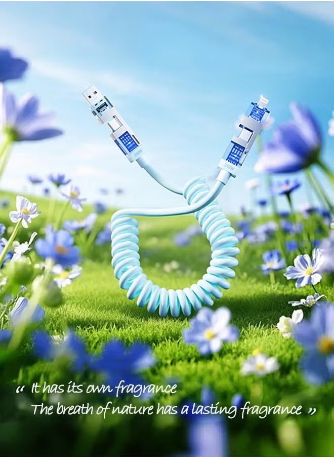 Sthxyfaith - 4 in 1,240WMAX Comes with Fragrance Fast Charging Data Cable, Transparent Shell Design, E-Make3.0 chip, Suitable for iPhone, Xiaomi, One Plus, OPPO and Other Devices, Car Charging Essential - Image 1