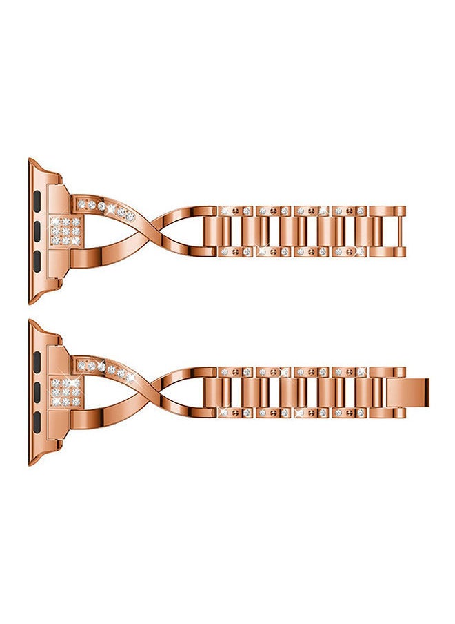 NIBEMINENT - Replacement Bling Strap X-Link For Apple Watch Nike+/Series 1/2/3/Sport 42mm Rose Gold - Image 1