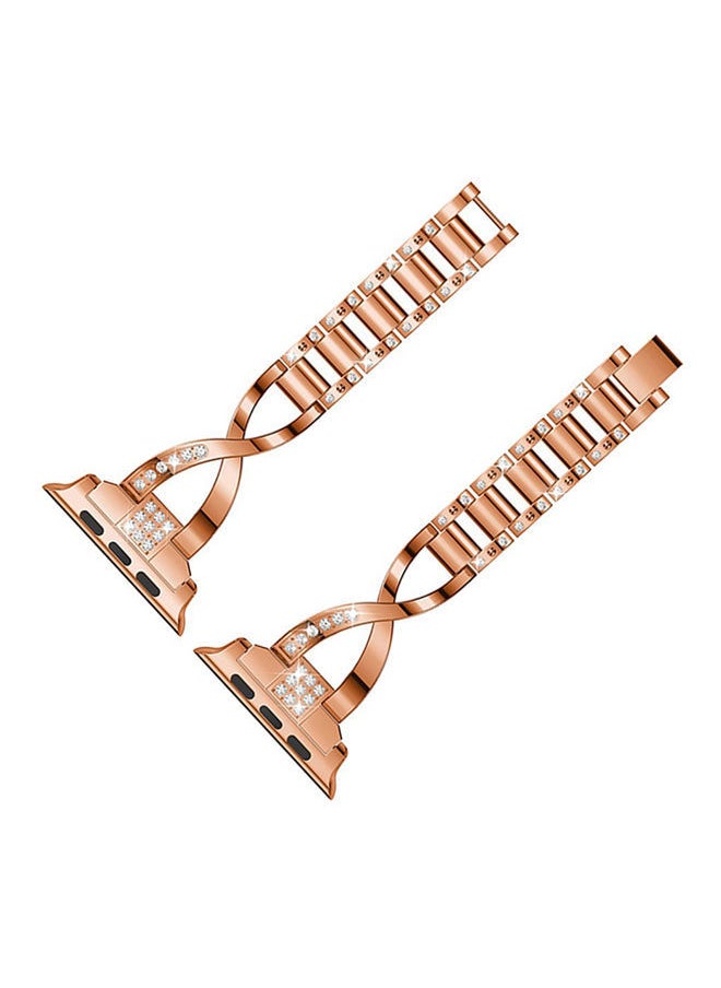 NIBEMINENT - Replacement Bling Strap X-Link For Apple Watch Nike+/Series 1/2/3/Sport 42mm Rose Gold - Image 1