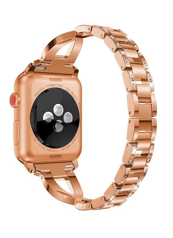 NIBEMINENT - Replacement Bling Strap X-Link For Apple Watch Nike+/Series 1/2/3/Sport 42mm Rose Gold - Image 1