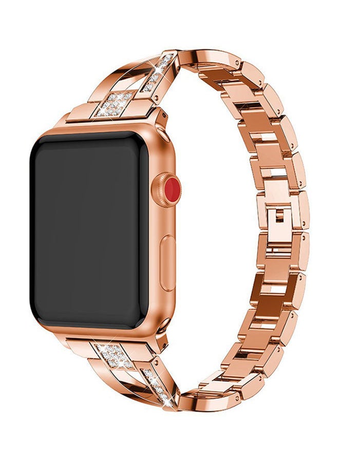 NIBEMINENT - Replacement Bling Strap X-Link For Apple Watch Nike+/Series 1/2/3/Sport 42mm Rose Gold - Image 1