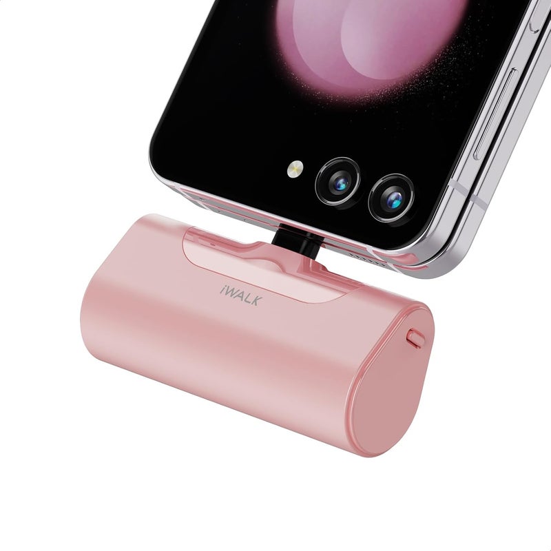 iWalk USB C Power Bank, 4500mAh Portable Charger USB C Battery Pack, Compatible with Samsung Galaxy Note20 Ultra, Z Fold2, S20/S10/S9, A51/A71, Note 10/9/8 and Android-Smartphones, pink - Image 1