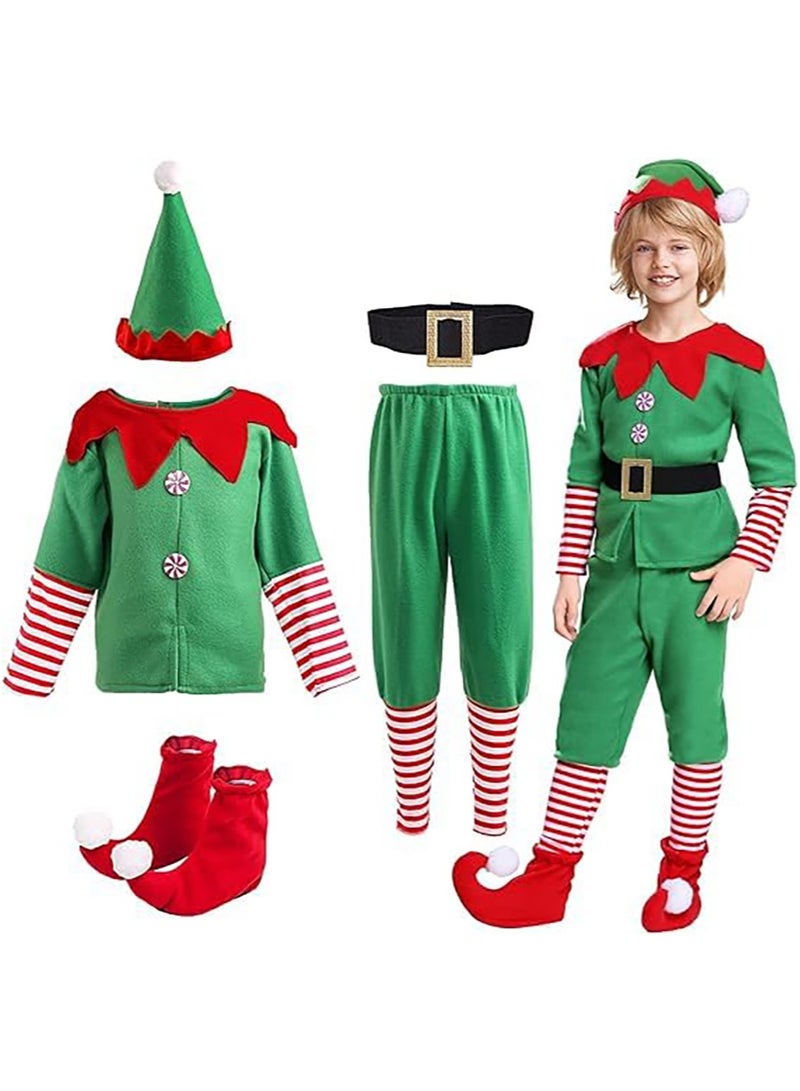 Elf Costume for Kids Boys Cosplay Elf Costume with Hat Belt Shoes Holiday Characters Role Play Christmas - Image 1