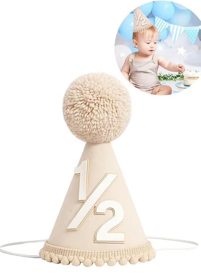 قبعة نصف عيد ميلاد، تاج نصف عيد ميلاد، أغطية رأس لحفلات أعياد ميلاد الأطفال، طقم قبعة حفلة للأطفال الرضع بعمر ستة أشهر للبنات/الأولاد، زينة نصف عيد ميلاد - Image 1