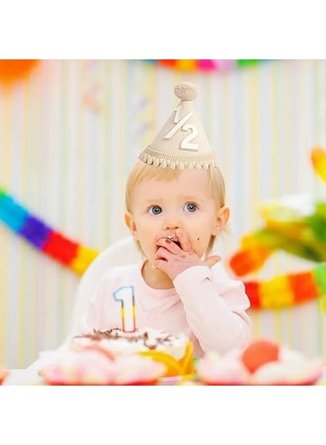 قبعة نصف عيد ميلاد، تاج نصف عيد ميلاد، أغطية رأس لحفلات أعياد ميلاد الأطفال، طقم قبعة حفلة للأطفال الرضع بعمر ستة أشهر للبنات/الأولاد، زينة نصف عيد ميلاد - Image 3
