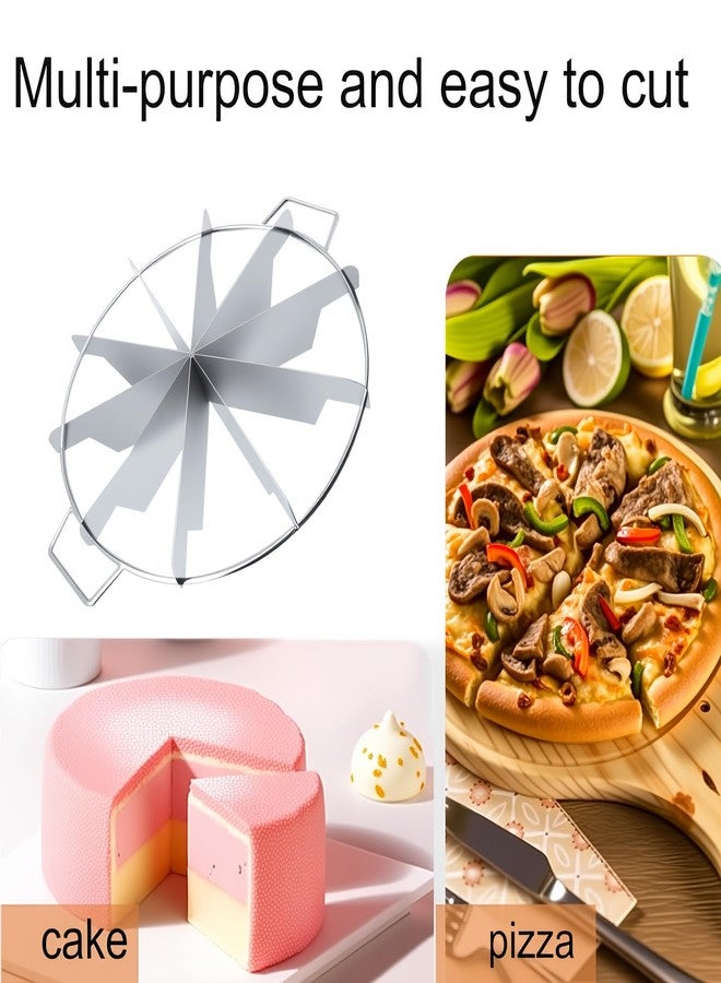 OZXNO 1Pcs Pie Cutter Press Stainless Steel Cake Cutter 10-Cut Cake Slicer for Even Slices with Side Handle - Image 4