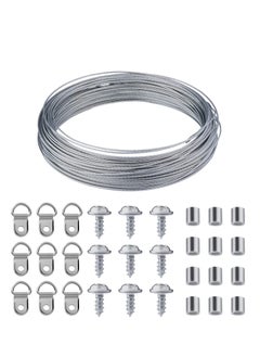 KASTWAVE Picture Hanging Wire Kit Wall Hooks for Hanging Pictures with Wire Screw D Ring Loop Sleeves for Picture Frame Mirror Art  - Image 1
