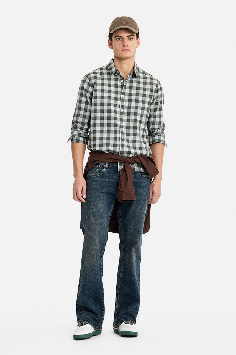 SNITCH Blue Solid Flared Fit Casual Jeans