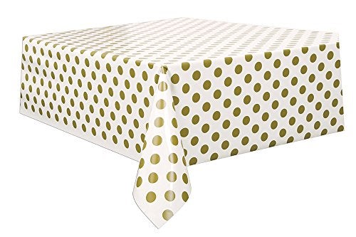 Unique Elegant Gold Dots Rectangular Plastic Table Cover  54 x 108 1 Pc  Perfect for Parties Events  Ceremonies