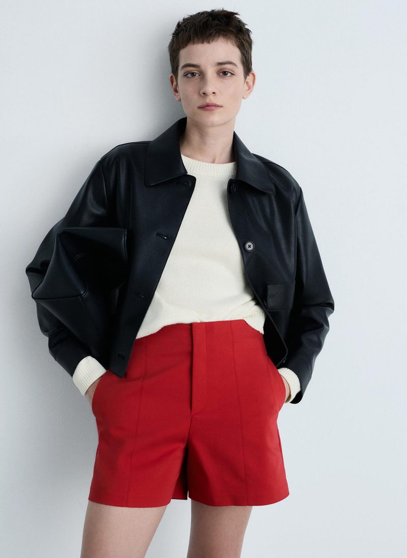 MANGO High-Waisted Cotton Shorts  - Image 1
