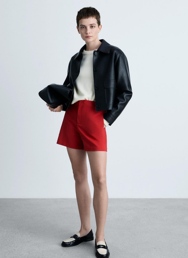 MANGO High-Waisted Cotton Shorts  - Image 4