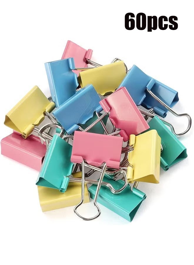 واي جيه 60 قطعة من لوازم مكتب الجمع، تجليد القصاصات، مجموعة ألوان مكتب القصاصات، تستخدم لوازم المكتب والمدرسية، 15 ملم - Image 1
