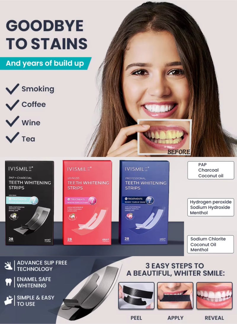 IVISMILE 7D Teeth Whitening Strips 28 Pcs (14 Treatments), Professional Teeth Whitener for Sensitive Teeth, Removes Up to 10 Years of Stains, Charcoal Infused PAP Strips, Non-Irritating, Mint Flavor, CPSR Tested, CE/MSDS Certified - Image 5