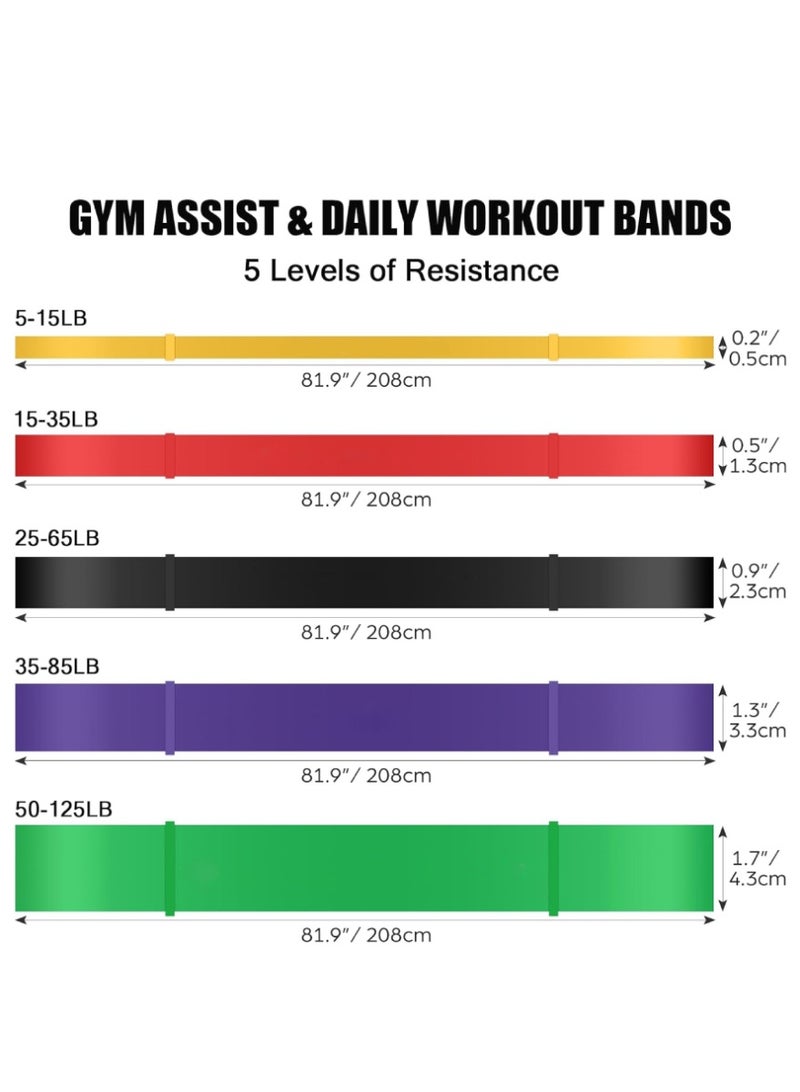 Gaayou 5PCS Resistance Bands Set with Handles and Door Anchor, Exercise Bands for Pull Up Assistance, Yoga, Home Gym Fitness, Stretching and Strength Training - Image 2
