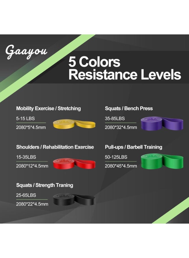 Gaayou 5PCS Resistance Bands Set with Handles and Door Anchor, Exercise Bands for Pull Up Assistance, Yoga, Home Gym Fitness, Stretching and Strength Training - Image 3
