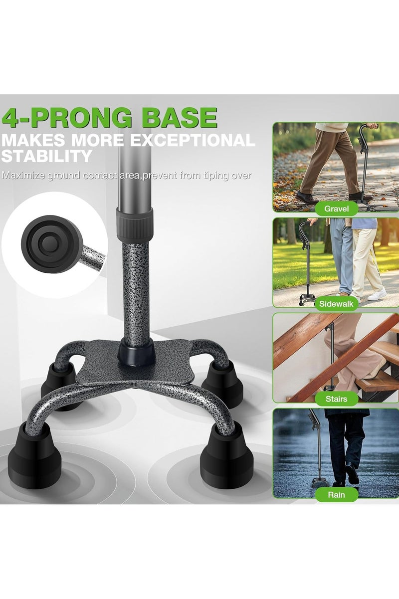 Oasisgalore Walking Canes for Women & Men, Adjustable Folding Quad Cane, Heavy Duty Walking Sticks Canes for Seniors Balance - Image 2