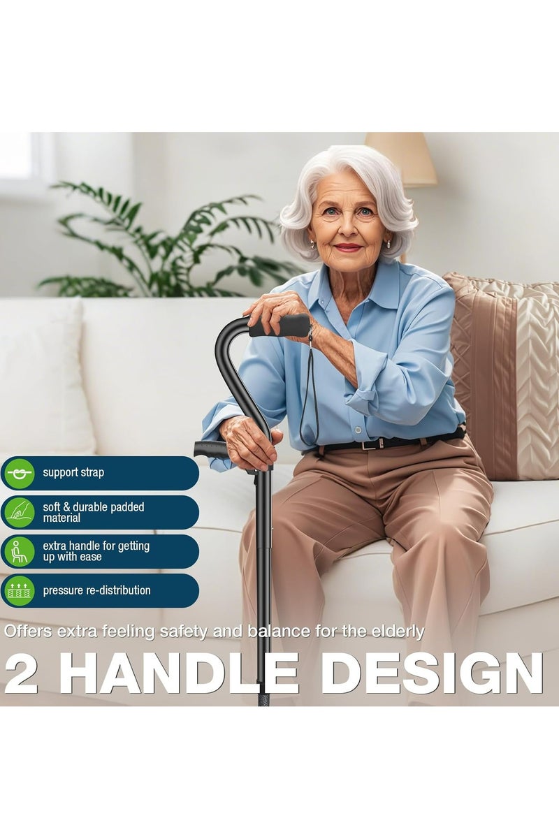 Oasisgalore Walking Canes for Women & Men, Adjustable Folding Quad Cane, Heavy Duty Walking Sticks Canes for Seniors Balance - Image 3