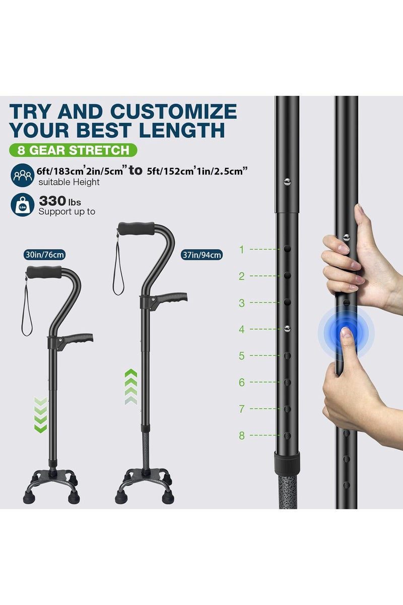 Oasisgalore Walking Canes for Women & Men, Adjustable Folding Quad Cane, Heavy Duty Walking Sticks Canes for Seniors Balance - Image 4