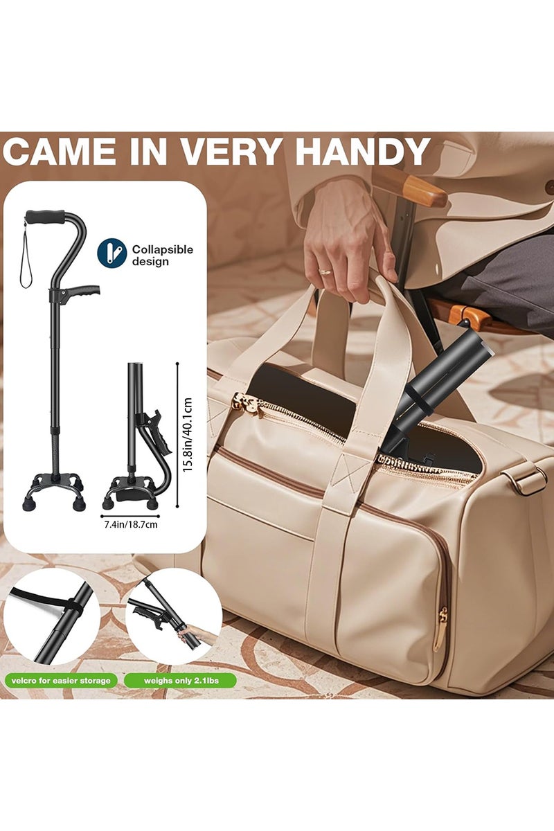 Oasisgalore Walking Canes for Women & Men, Adjustable Folding Quad Cane, Heavy Duty Walking Sticks Canes for Seniors Balance - Image 5