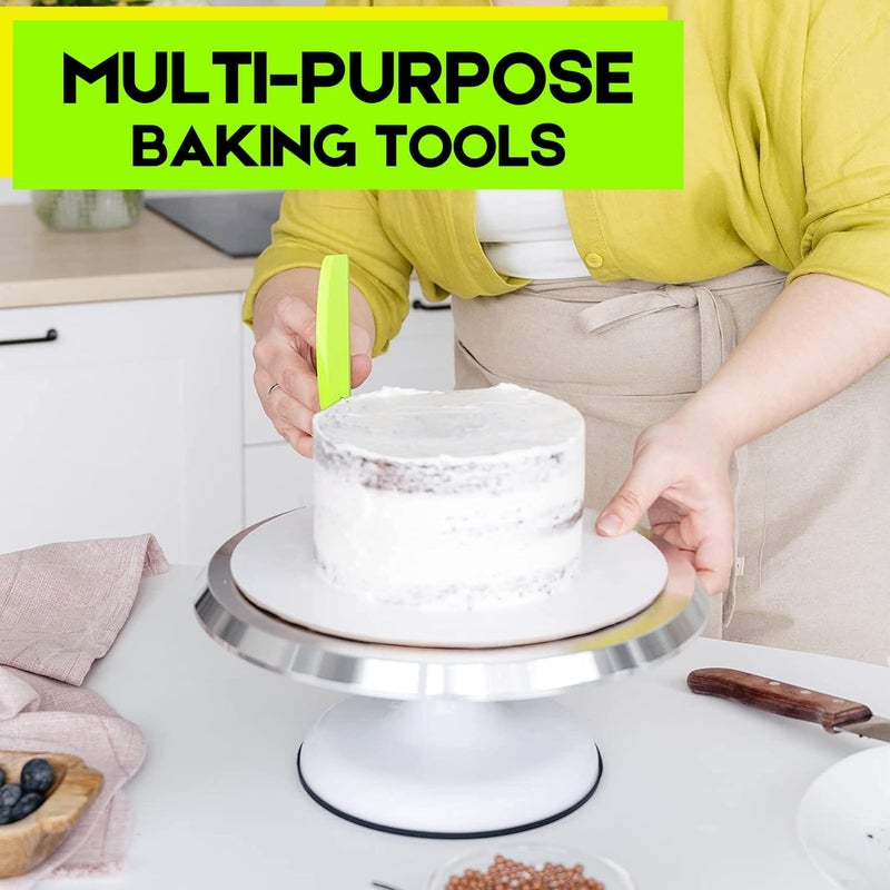 SURDOCA Hard Bench Scraper Dough Scraper - 5.31x3.64'' BPA Free PP Plastic Pastry Bread Baking Making Tools, Cake Bowl Pastry Baking Supplies Cake Dough Fondant Icing Smoother, Green+Pink+White - Image 4