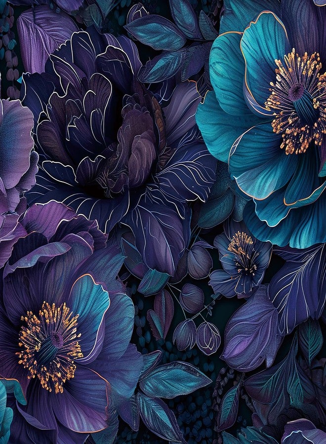 ReWallpaper Dark Floral Peel and Stick Wallpaper Removable Luxury Navy Purple Peony Flower Wallpaper Waterproof Moody Floral Contact Paper for Cabinets Shelf Bedroom Bathroom Accent Wall 17.5in x 10ft - Image 1
