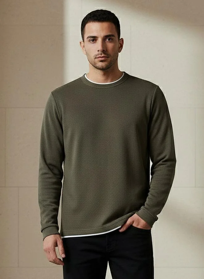 Splash FAV Men Slim Fit Textured Sweatshirt