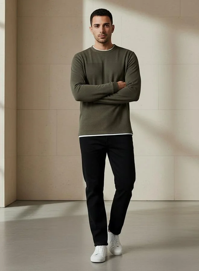 Splash FAV Men Slim Fit Textured Sweatshirt