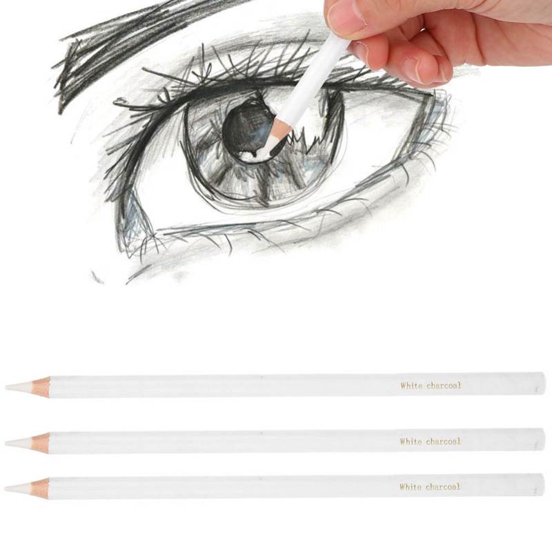 White Charcoal Pencil: Carbon Drawing Pencil Lead, Moderate Softness - Easy To Cut Wood Holder, Comfortable Grip - Highlight Pen for Professional Sketching, Clothing Pattern Making, Dark Or Colored Pa - Image 2