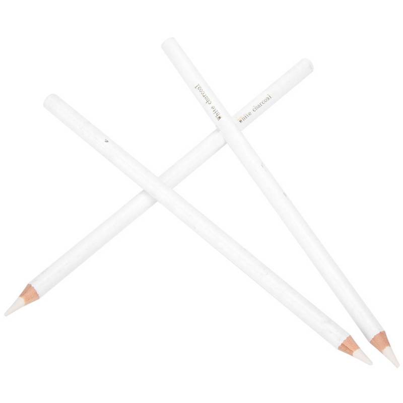 White Charcoal Pencil: Carbon Drawing Pencil Lead, Moderate Softness - Easy To Cut Wood Holder, Comfortable Grip - Highlight Pen for Professional Sketching, Clothing Pattern Making, Dark Or Colored Pa - Image 1