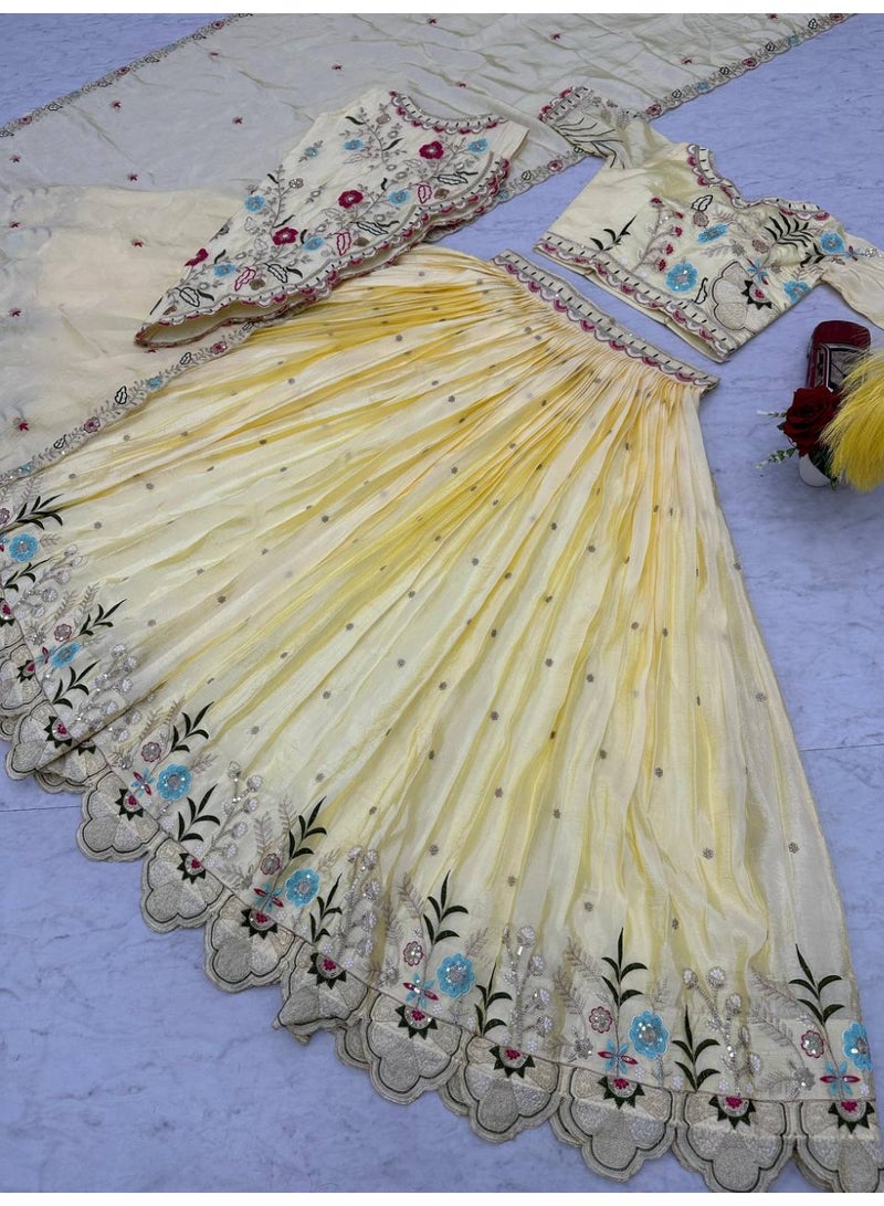 Super Asian Premium Pure Gold Crush Embroidered Lehenga Choli Set with Jacket & Dupatta – Fully Stitched  - Image 4